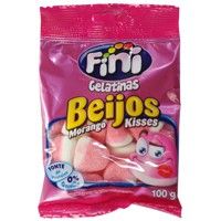 Bala de Gelatina Beijos Sabor Morango FINI Pacote 100g